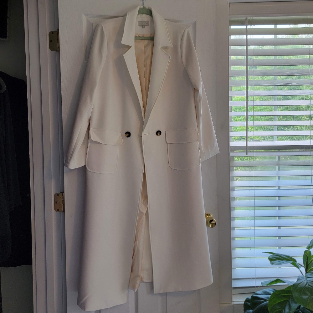 Never Fully Dressed White Dress Coat - Show Me Your Mumu Size L